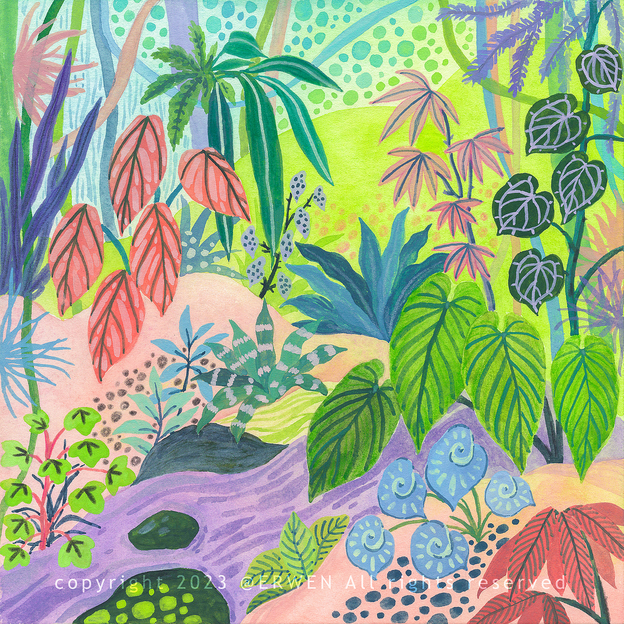 不透明水彩手绘《热带植物》（图ZMzU1ODAwNzQ4） - 艺术插画 - 站酷设计师贰蚊摩尔原创素材 - 站酷ZCOOL