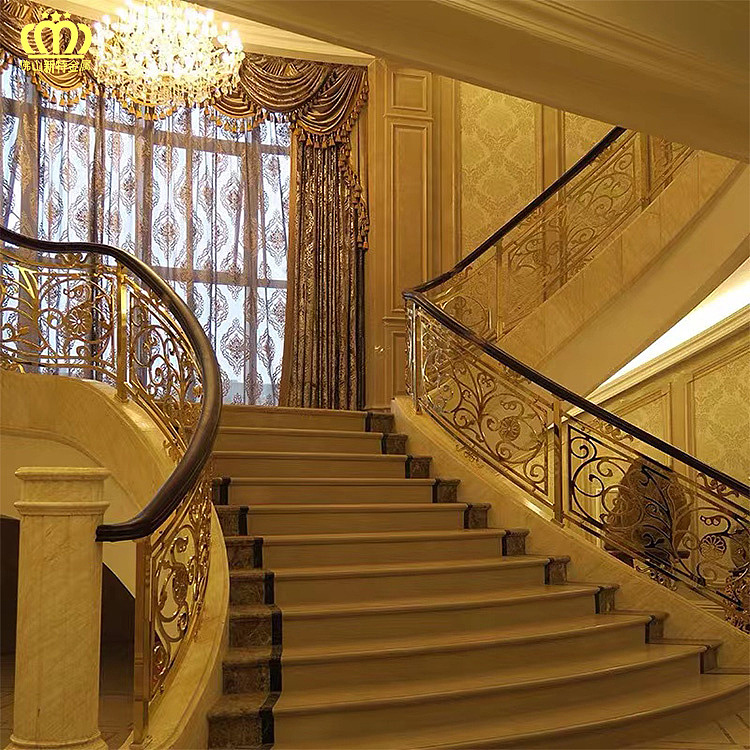 别墅旋转楼梯铜扶手