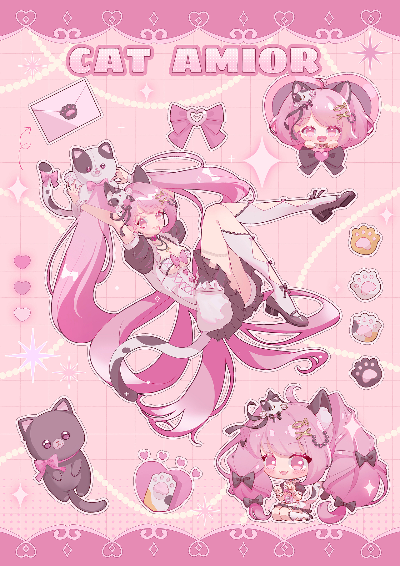 【文创 | 贴纸设计 | 二次元猫猫少女 Amior阿妙】