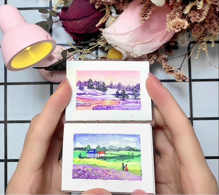 画完啦！32副迷你水彩风景，水彩本翻翻乐（图ZMzQ5OTc2MjM2） - 创作习作 - 站酷设计师Shine小画原创素材 - 站酷ZCOOL