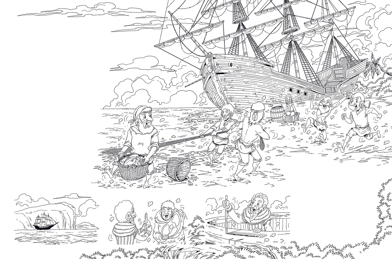 一套关于航海家的插图