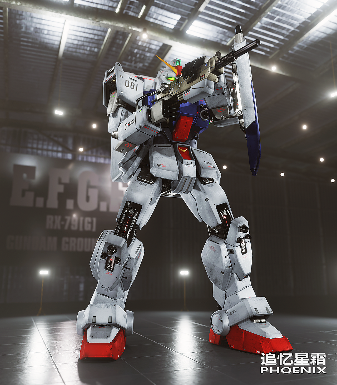 【blender建模渲染】RX-79G陆战型高达,08MS小队