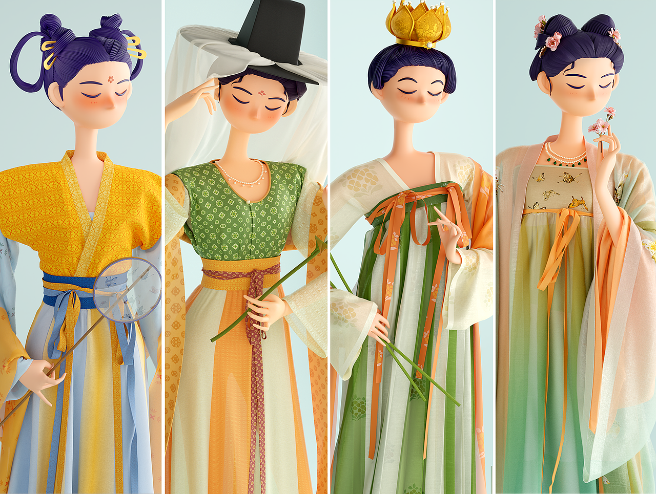 睡不醒小姐姐—唐风系列 3d人物建模