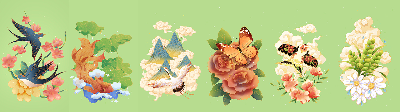 春天节气插画集合