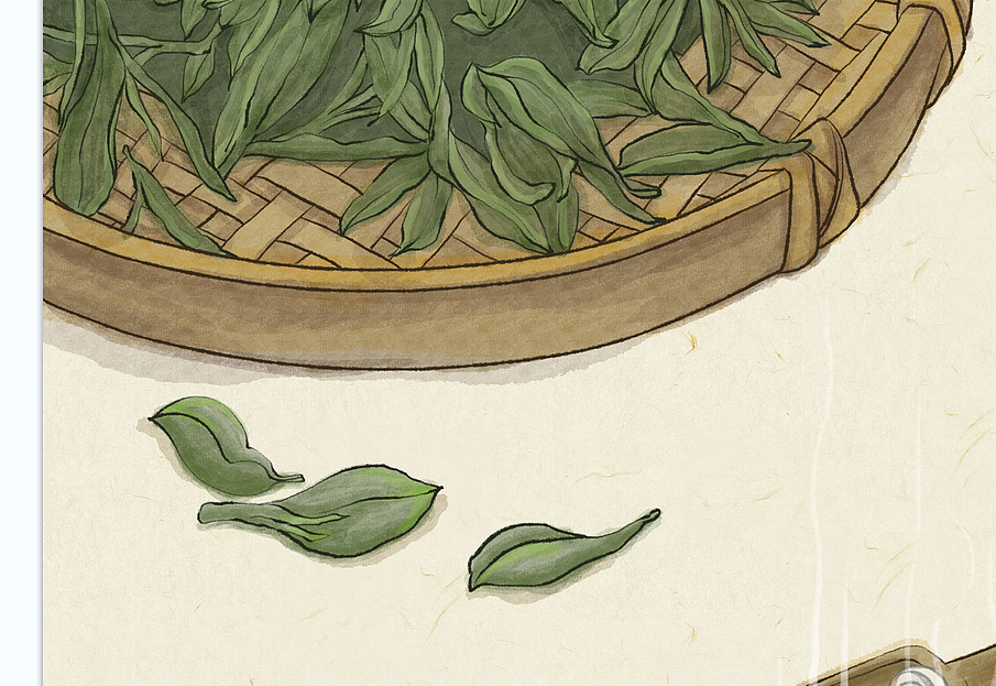 中式古风茶叶原创插画（图ZMzQ5NDY3Njg0） - 商业插画 - 站酷设计师荼臾原创素材 - 站酷ZCOOL