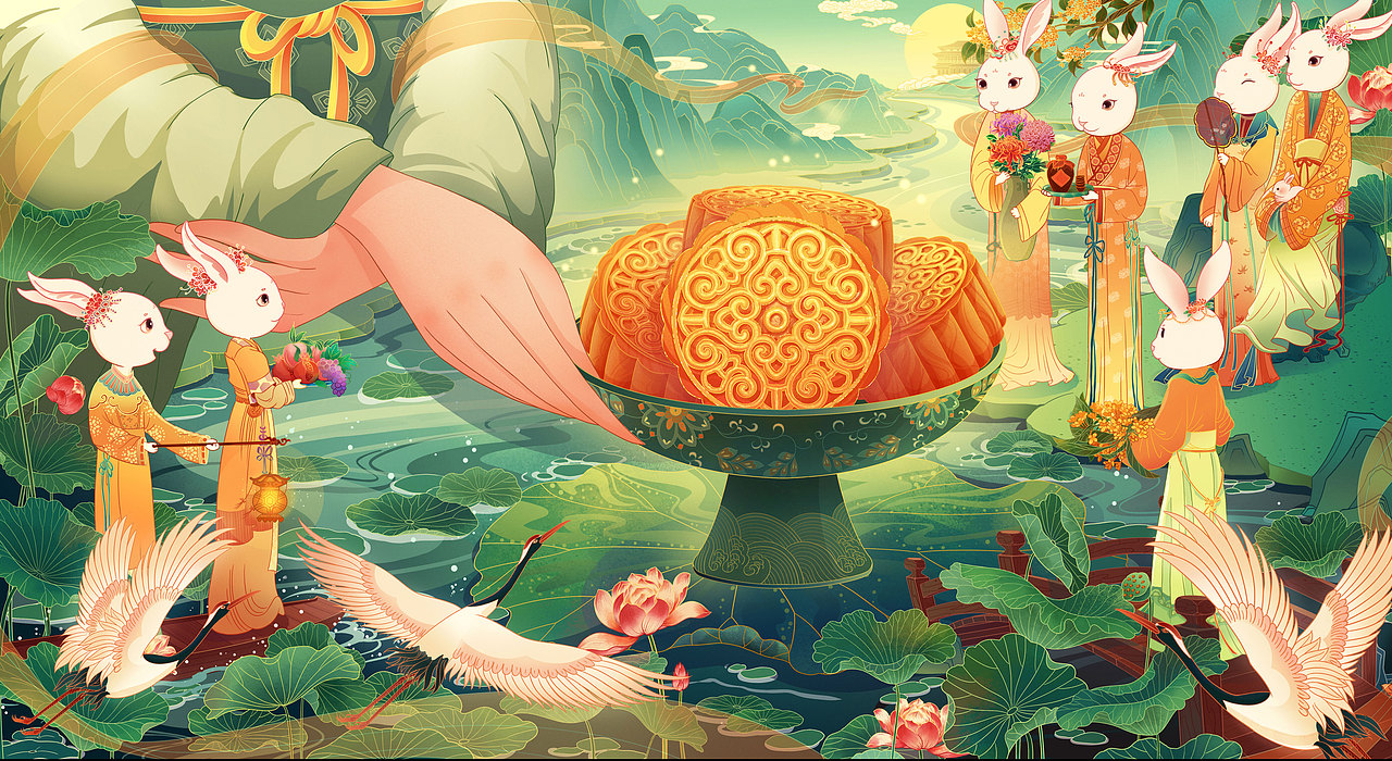 中秋节包装海报插画（图ZMzEwMDM4MjMy） - 商业插画 - 站酷设计师樱桃亭原创素材 - 站酷ZCOOL