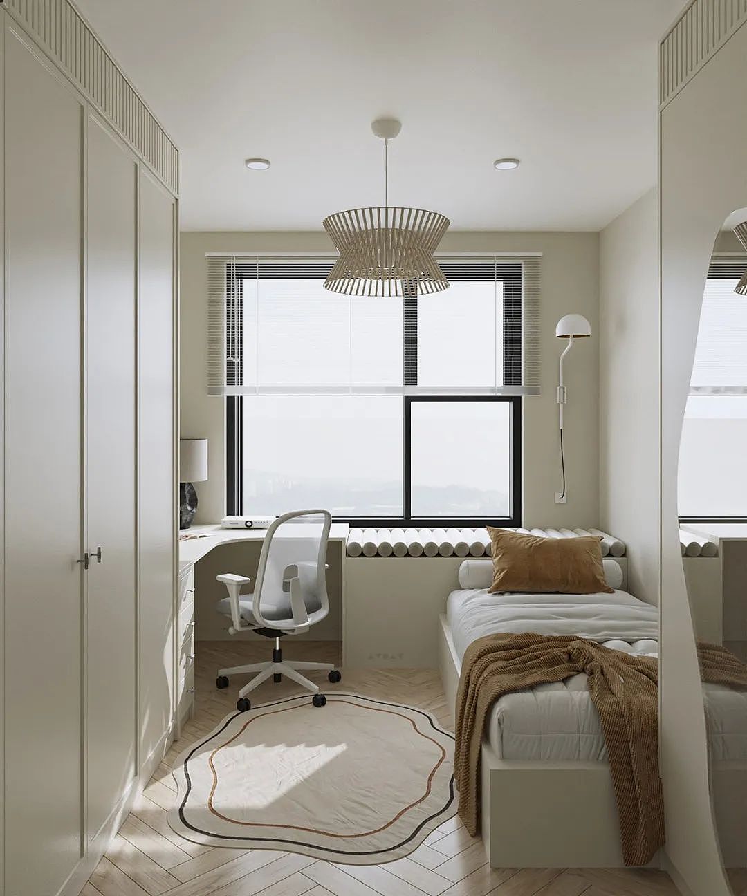 治愈系木质家!2个的奶油家,木头曲线设计好治愈!