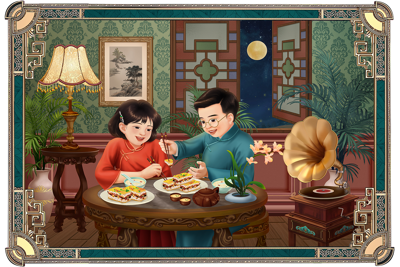 德华楼百年焕新预制产品包装升级/民国风包装插画设计