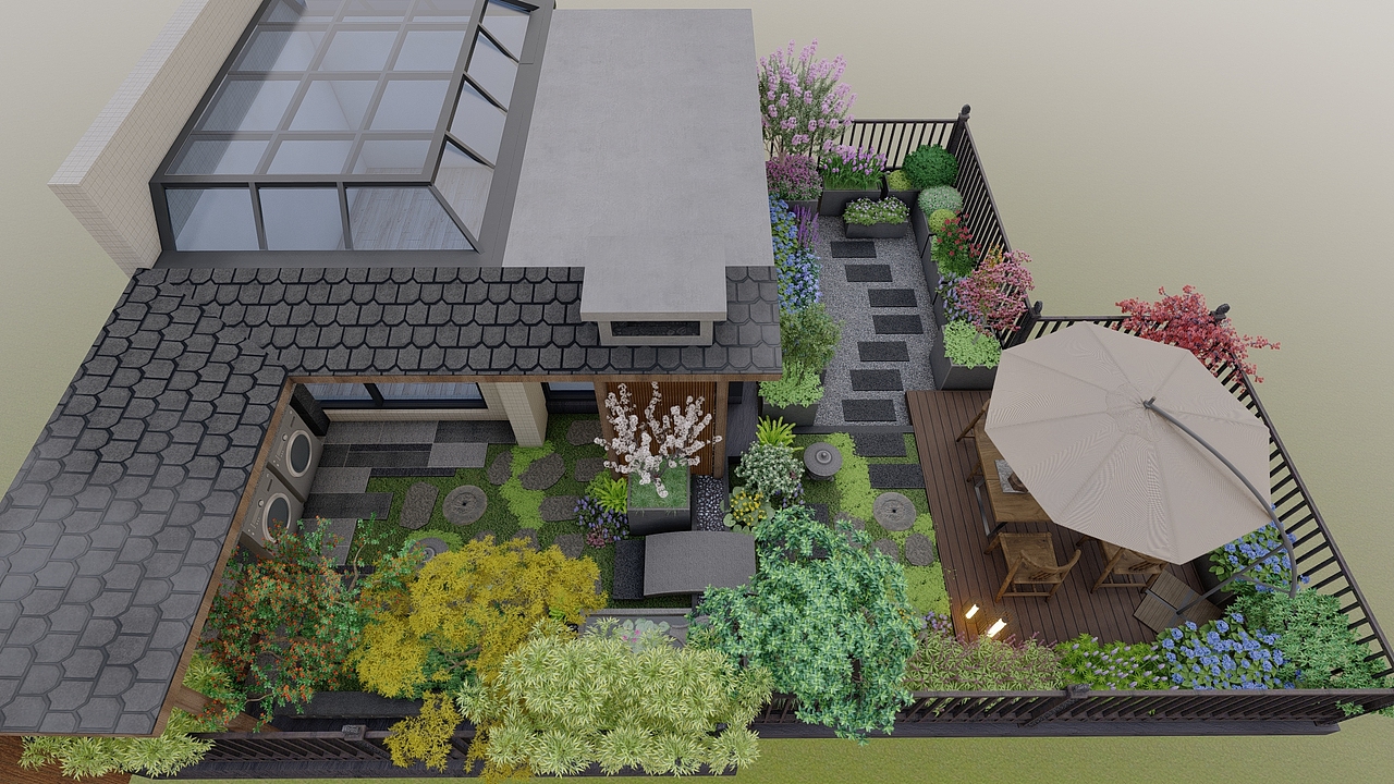 屋顶花园-自然小院（图ZMzEwMTYzMTIw） - 景观设计 - 站酷设计师Mrzhangshushu原创素材 - 站酷ZCOOL
