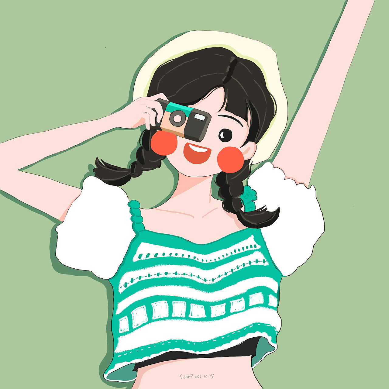手绘板扁平风女孩插画练习