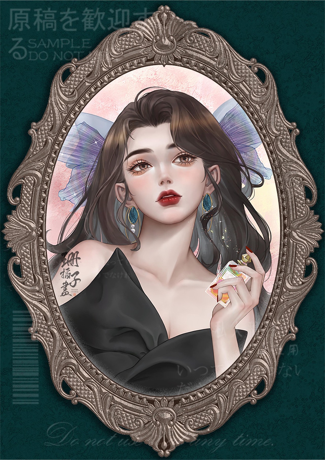 镜中妆系列（图ZMzIwNzc5MTgw） - 艺术插画 - 站酷设计师珊子就想画些画原创素材 - 站酷ZCOOL