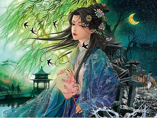 诗经系列拼图插画-采薇