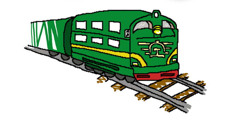 绿皮火车简笔画彩色图片
