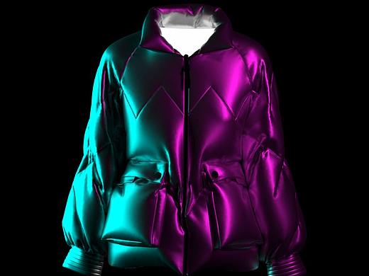 未来感科技风国潮品牌3D羽绒服设计 服装3D设计