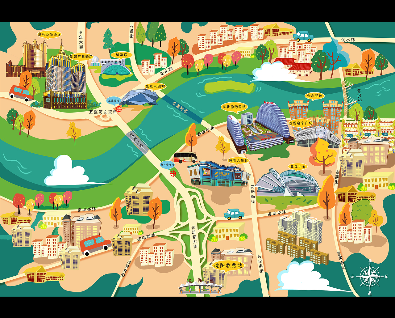 沈阳浑河局部地图