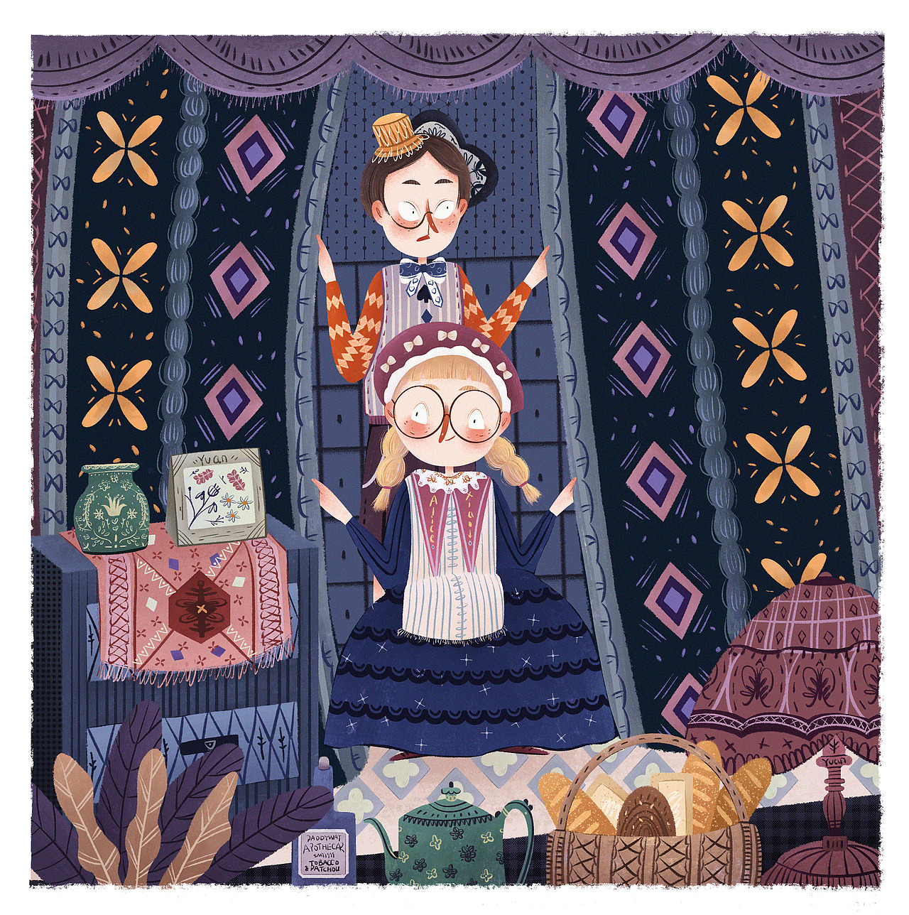 第三张画面
躲在帘子后面,在偷看着什么!特普斯惊讶的看着前方,似乎有什么东西吸引了他的目光,整体色调比较暗,像是进去了密室的感觉~