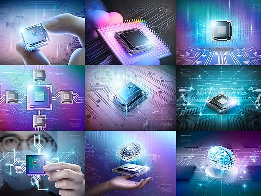 大气未来智能科技数据通讯5G集成电子芯片PS海报设计