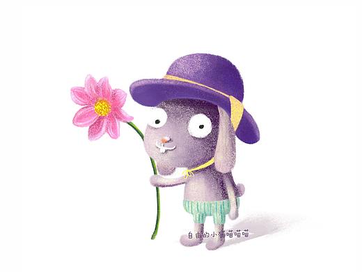 儿童插画习作-小兔子和花朵