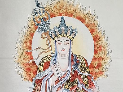 手绘工笔地藏王菩萨