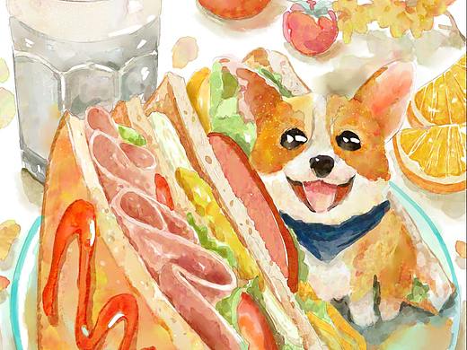 动物与美食（个人主页-ZMzUyOTcxNTI=） - 商业插画 - 站酷设计师夭夭桃Spring原创素材 - 站酷ZCOOL