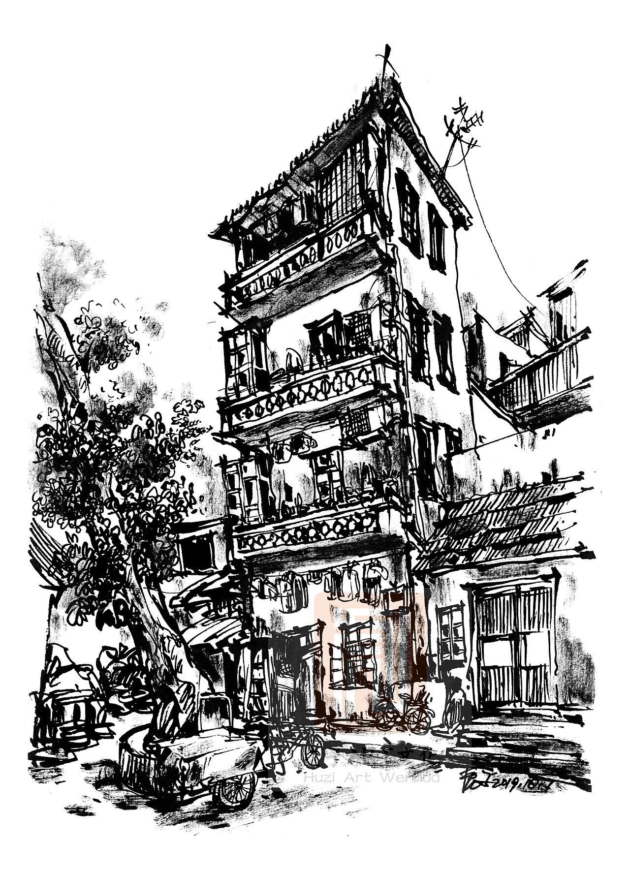 首期钢笔城市建设街景速写开始招生啦!