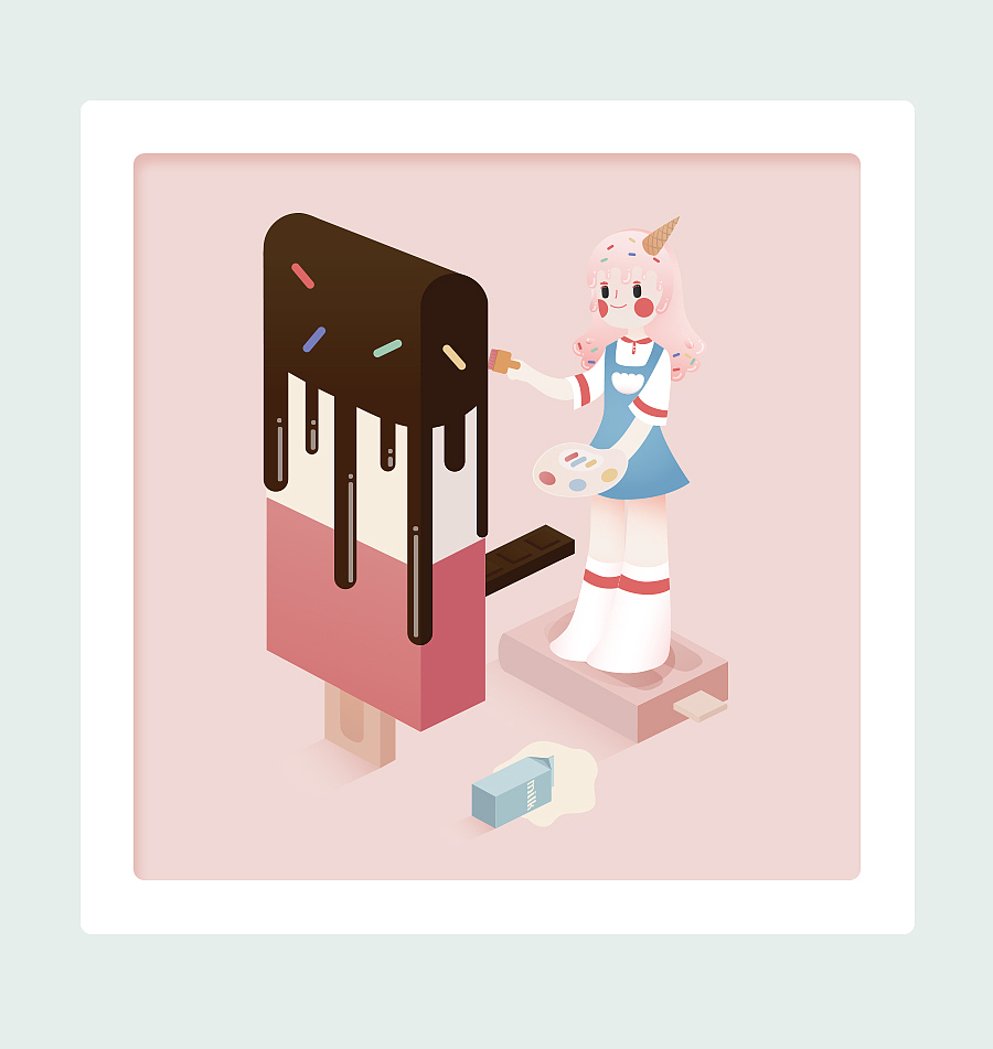 冰淇淋女孩 甜甜的世界（图ZNzc3MDI5MjA=） - 商业插画 - 站酷设计师NOE柚原创素材 - 站酷ZCOOL