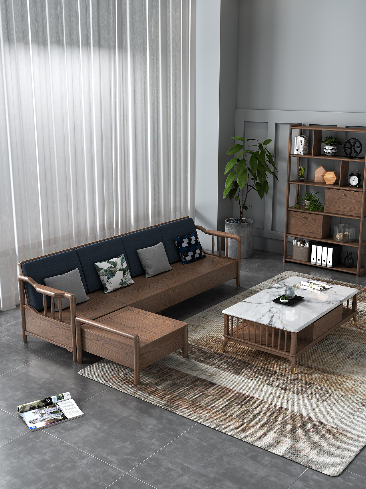 某电商家具产品渲染 - 实木沙发款（原木+梨花木）（图ZMjczNjMzODcy） - 场景 - 站酷设计师氷奈冰丶瞬原创素材 - 站酷ZCOOL