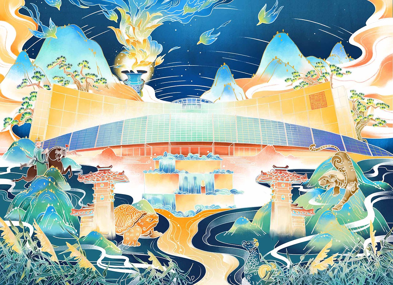 博物馆合作插画和一些景区合作插画