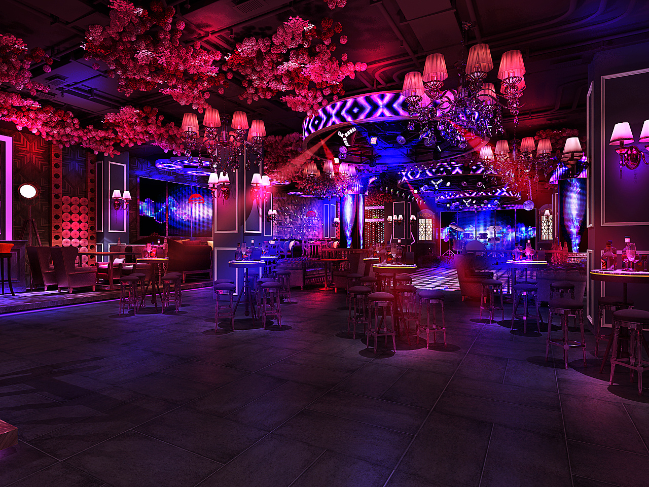 酒吧绚丽灯光设计效果图-酒吧灯光设计效果图-深圳品彦酒吧装修设计公司