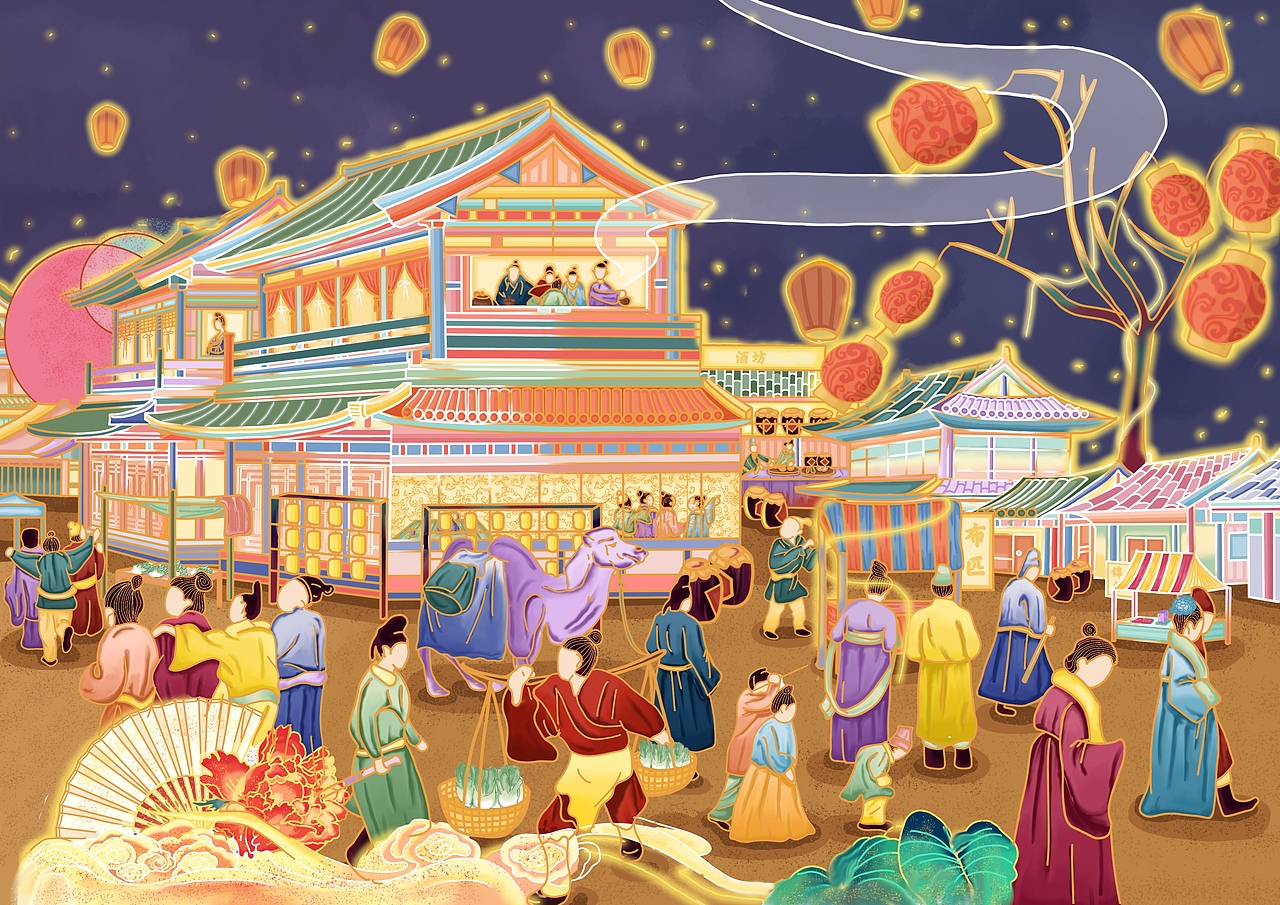 唐朝盛世繁华插画长卷轴（图ZMjU0ODkxNzMy） - 创作习作 - 站酷设计师sohumorous原创素材 - 站酷ZCOOL