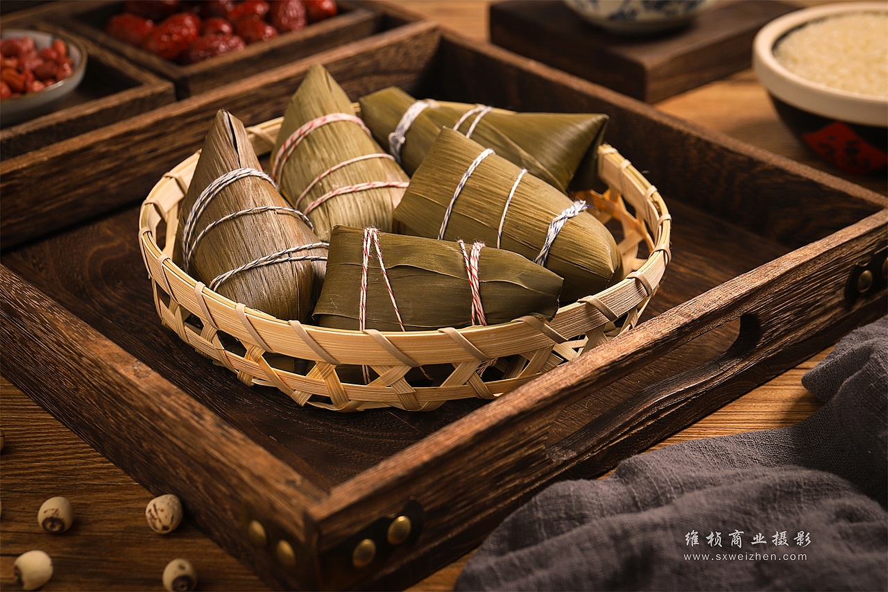 西安食品特产美食产品图片画册拍摄 粽子拍摄
