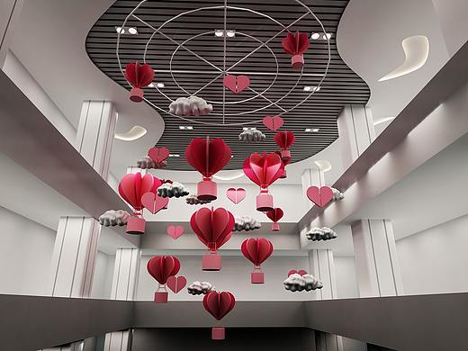 七夕 情人节节日 中庭吊饰 效果图