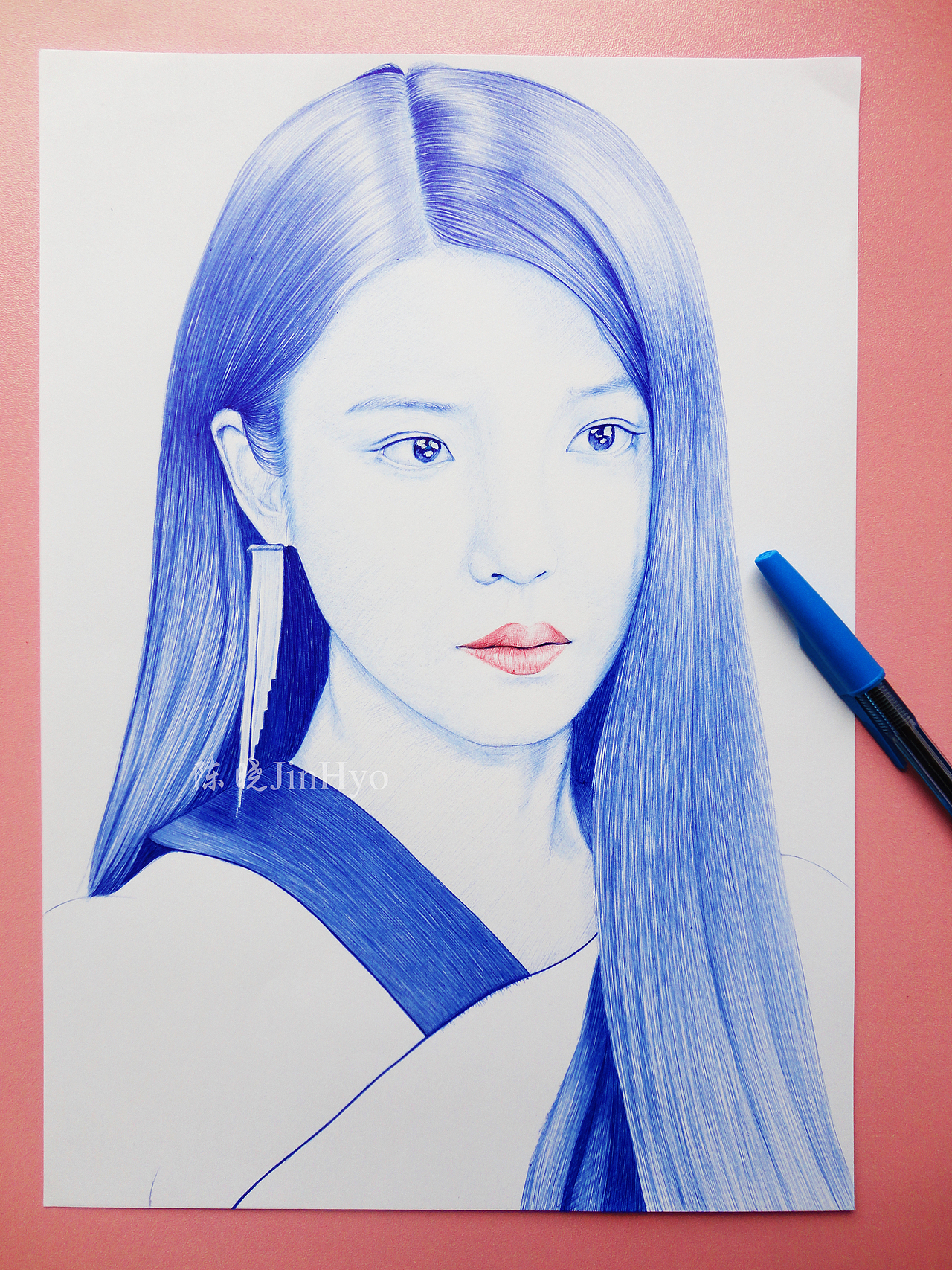 圆珠笔手绘 《德鲁纳酒店》李知恩iu