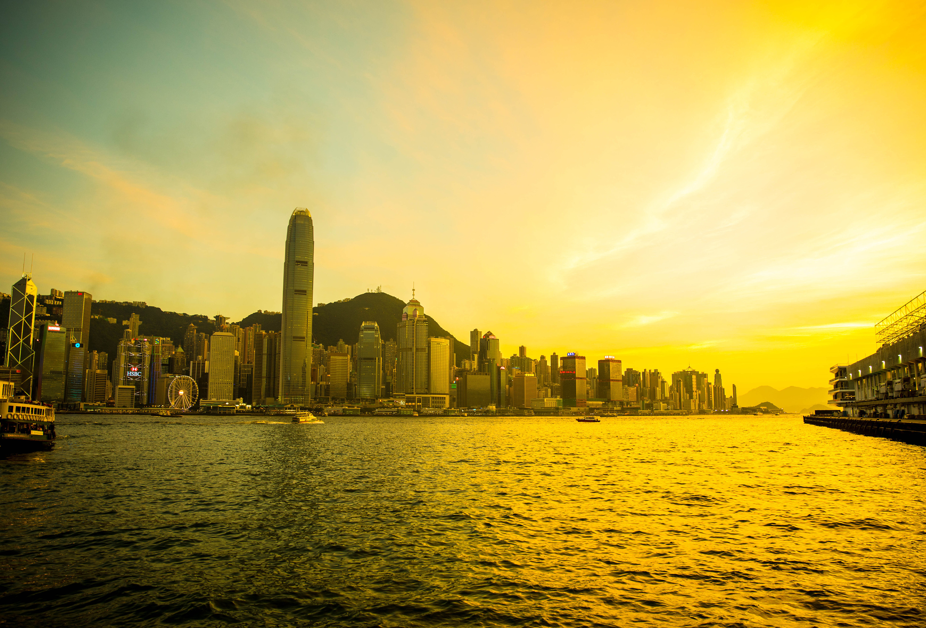 香港维多利亚港日落