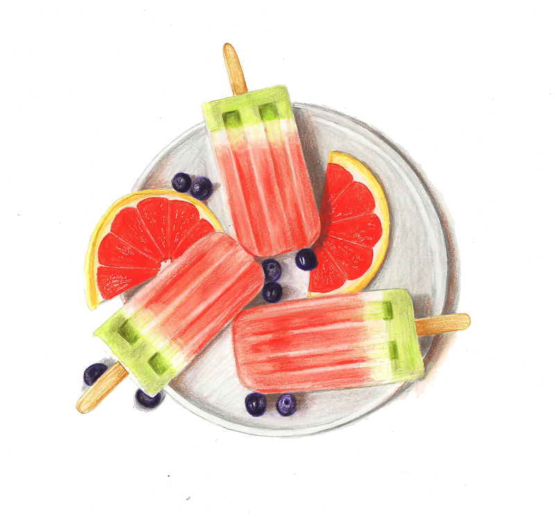 【驴大萌彩铅教程183】手绘冷食 水果冰棍 柚子味哒