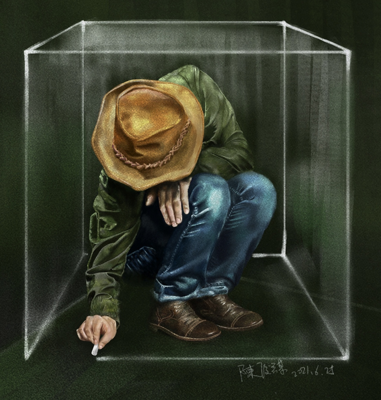 练习2《画地为牢》|插画|艺术插画|一对辣椒 - 原创作品 - 站酷