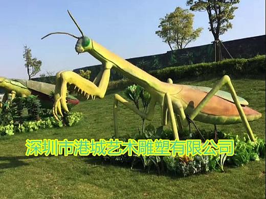 田园仿真昆虫系列主题玻璃钢蚱蜢螳螂雕塑展览展示摆设