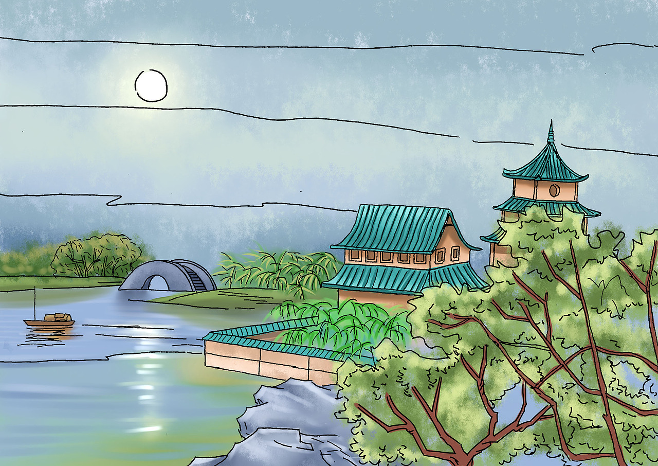 古诗插画（图ZNzY4MjMwMjg=） - 商业插画 - 站酷设计师Koey位移原创素材 - 站酷ZCOOL