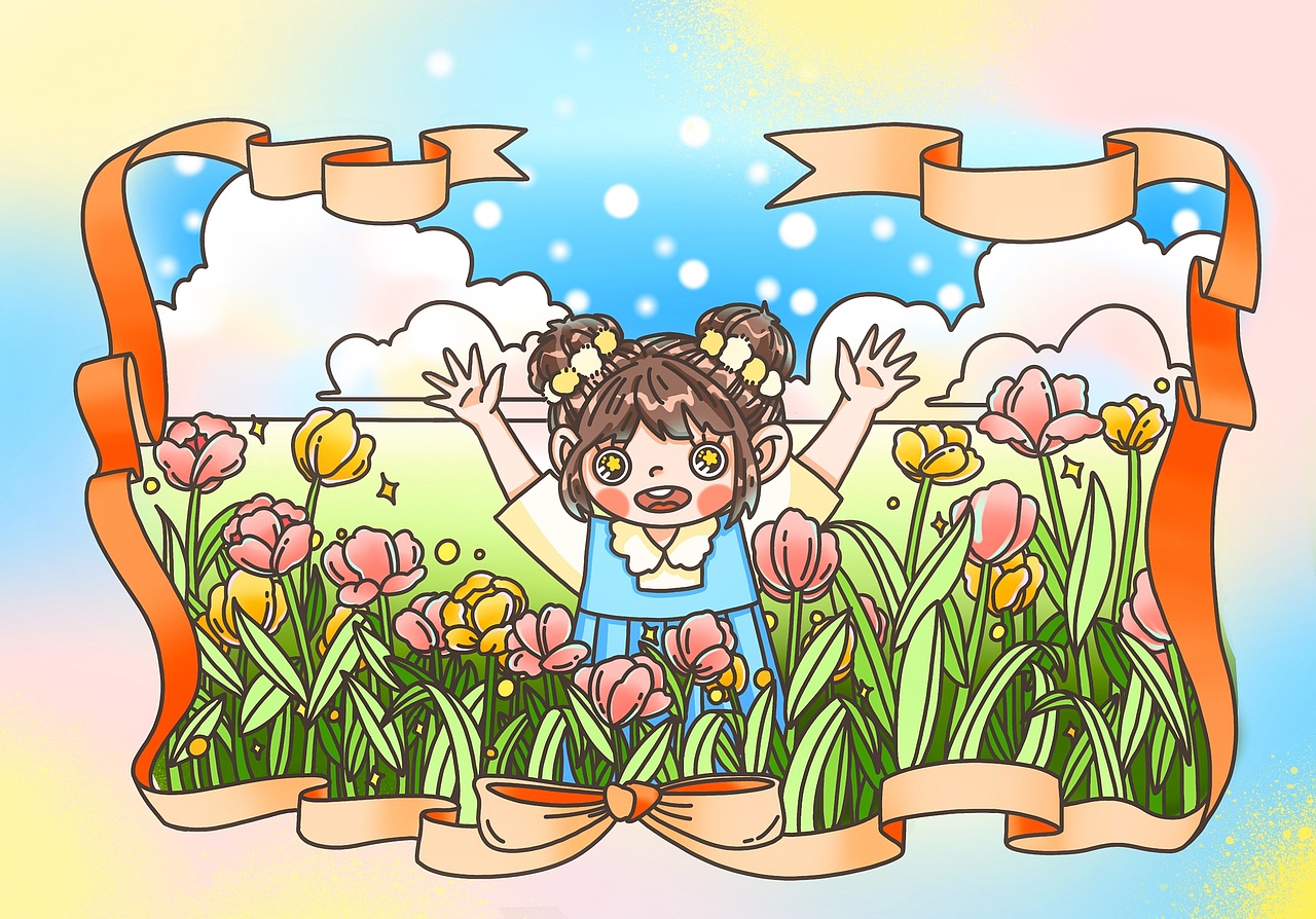 《花丛中的女孩》（图ZMjcyNTY2MjI0） - 创作习作 - 站酷设计师蚂蚱啦啦原创素材 - 站酷ZCOOL