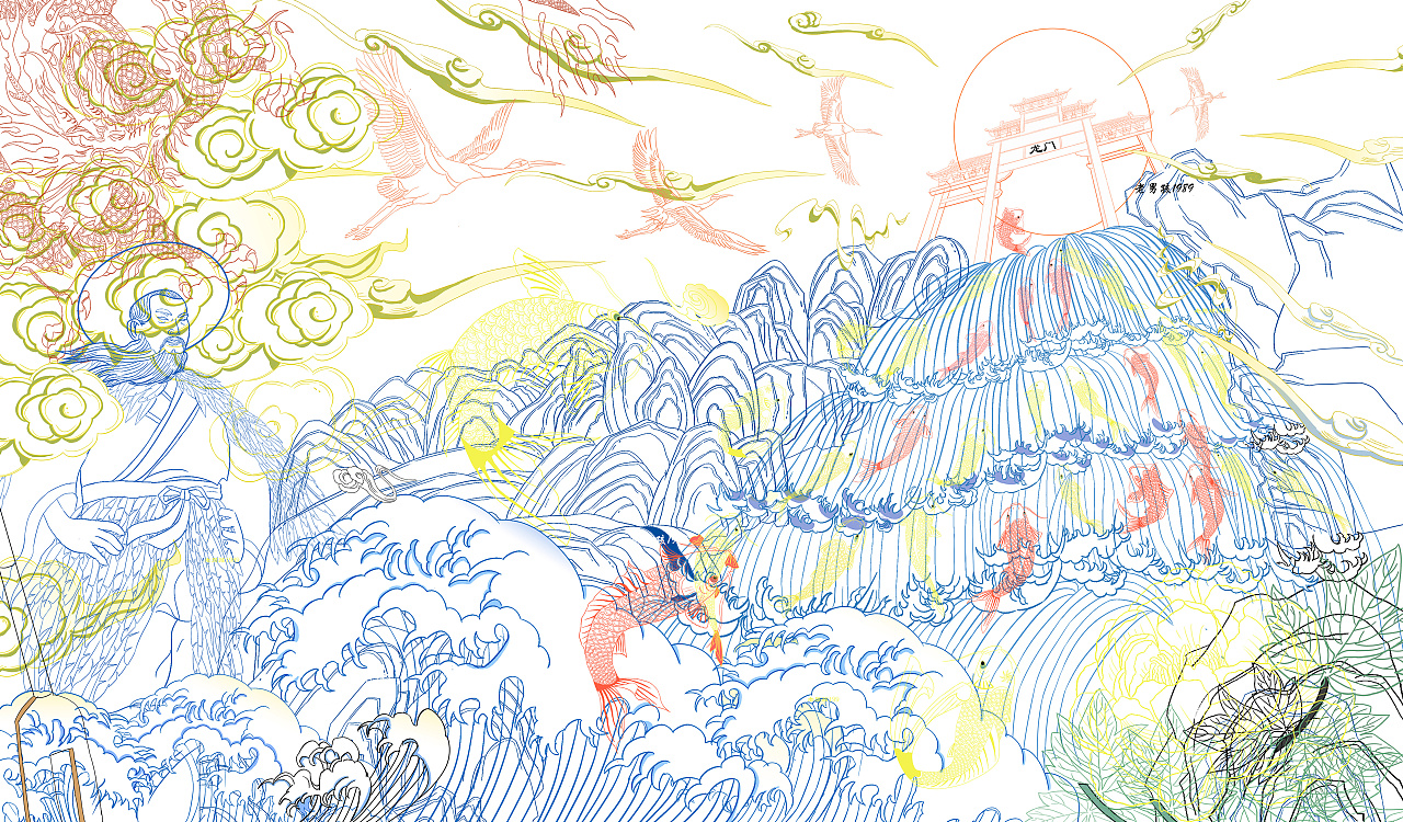 鱼跃龙门|插画|商业插画|插画师李胖胖 - 原创作品 - 站酷 (zcool)