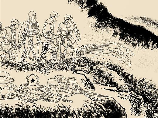 写实插画，肖刚漫画连环画 抗战连环画 人物速写线描