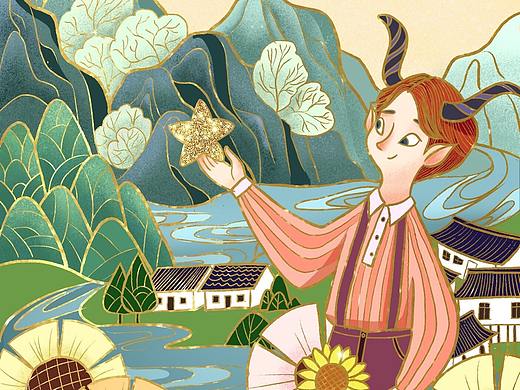 牛角仙 夏至（個(gè)人主頁(yè)-ZNTE2NTMwOTI=） - 兒童插畫 - 站酷設(shè)計(jì)師QUINNQI原創(chuàng)素材 - 站酷ZCOOL