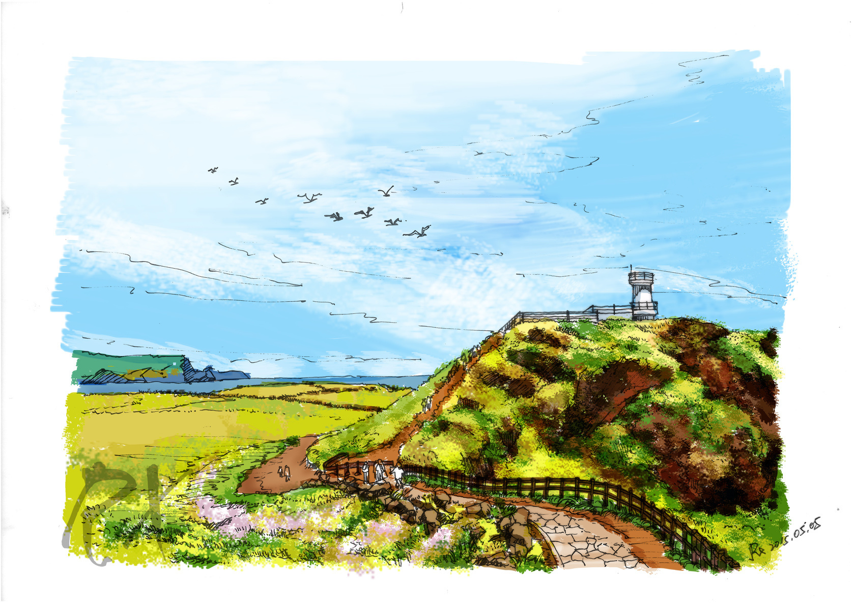 【手绘风景明信片】韩国济州岛