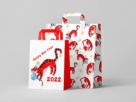 小虎过年-2022虎年限定文创设计/包装袋/纸胶带/贺卡