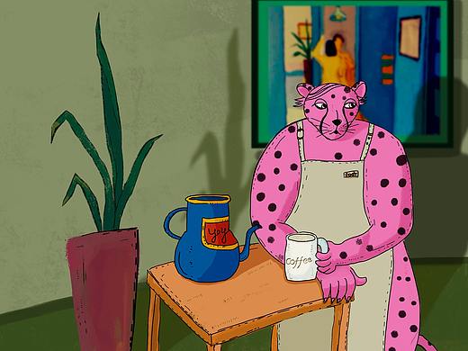 豹老板的咖啡店（個人主頁-ZNTI3MzY2MjQ=） - 商業(yè)插畫 - 站酷設(shè)計師鐘小仙兒原創(chuàng)素材 - 站酷ZCOOL