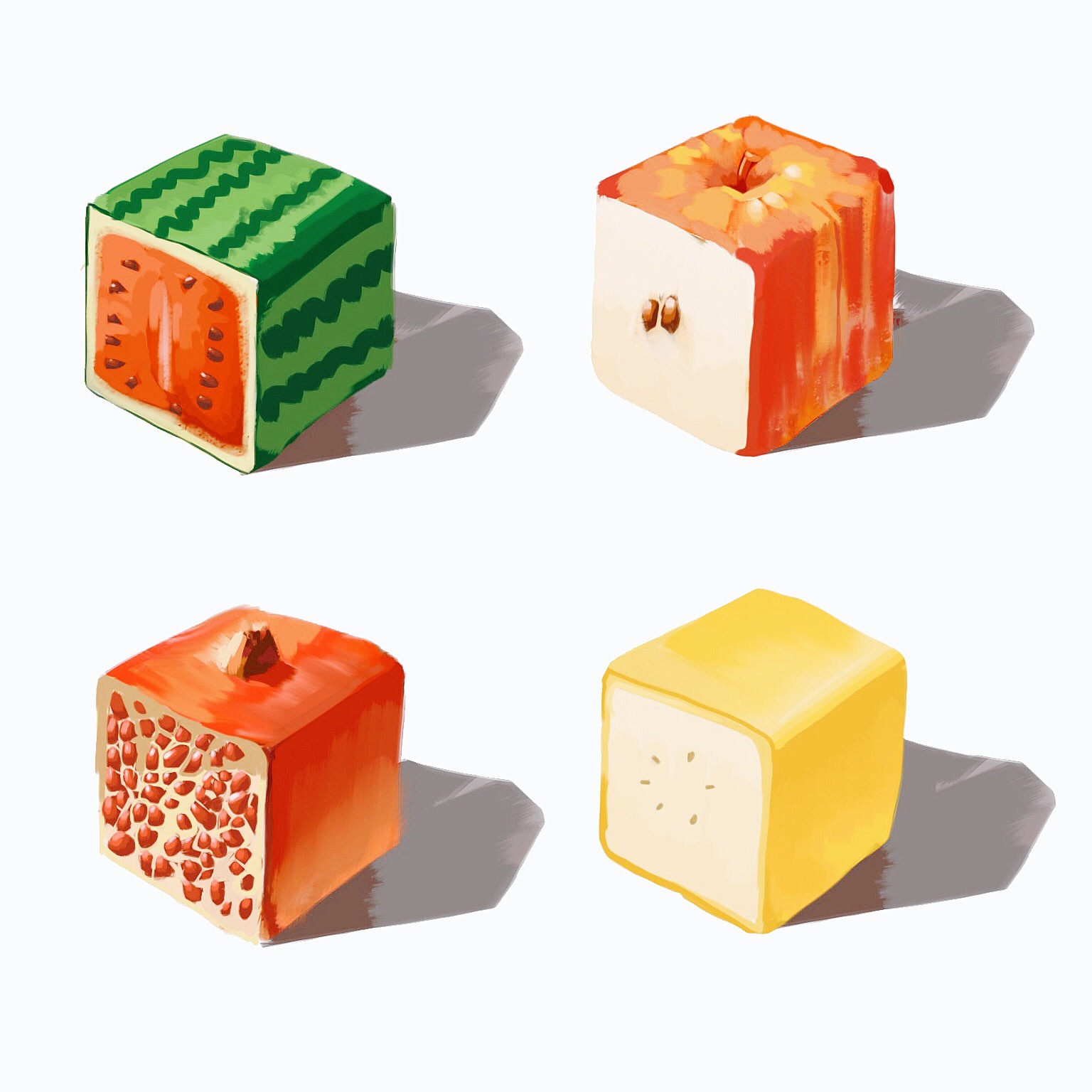 方块-水果|插画|插画习作|之一oe - 原创作品 - 站酷 (zcool)