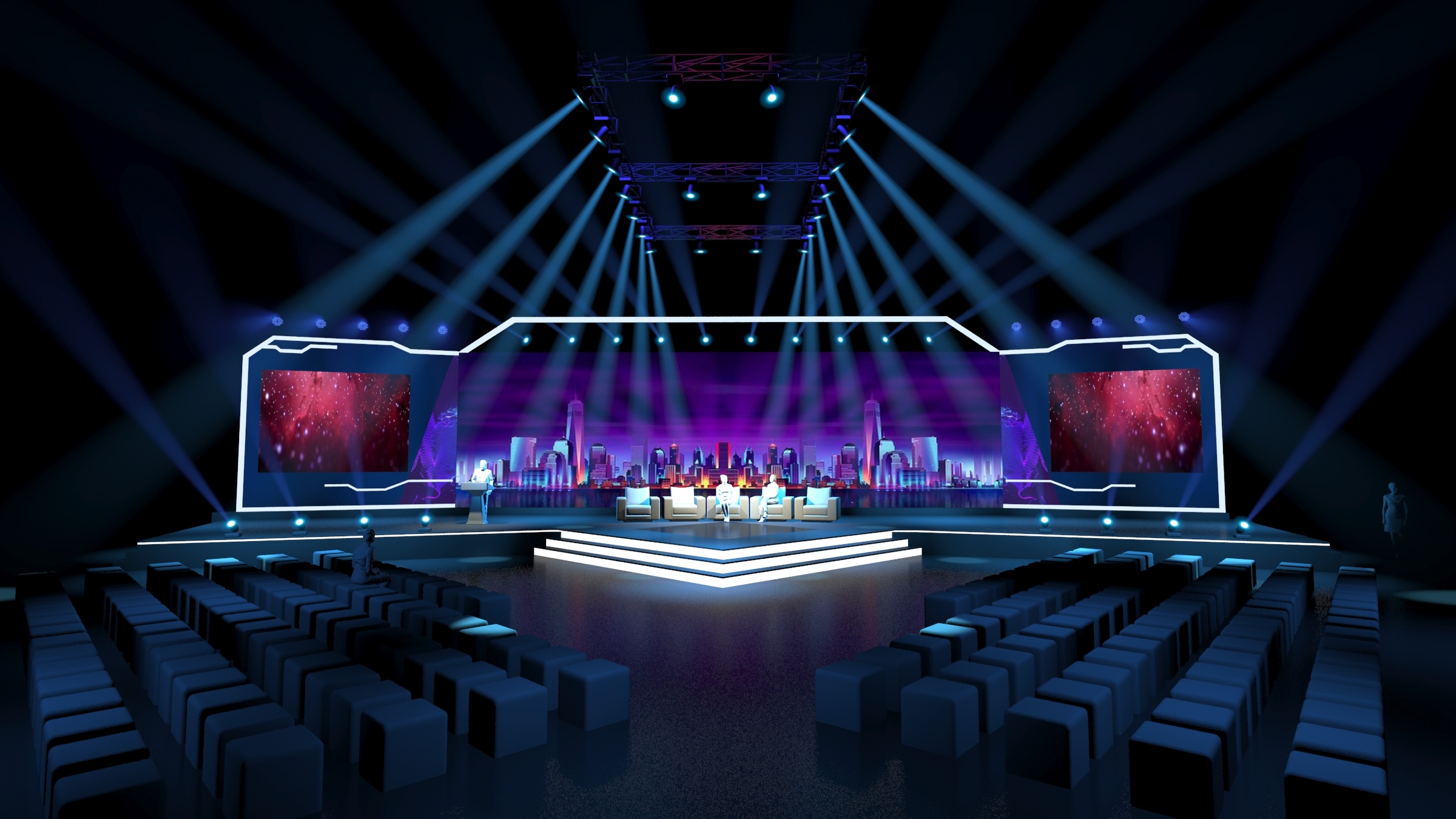 音乐节舞台3d效果图|设计-元素谷(OSOGOO)