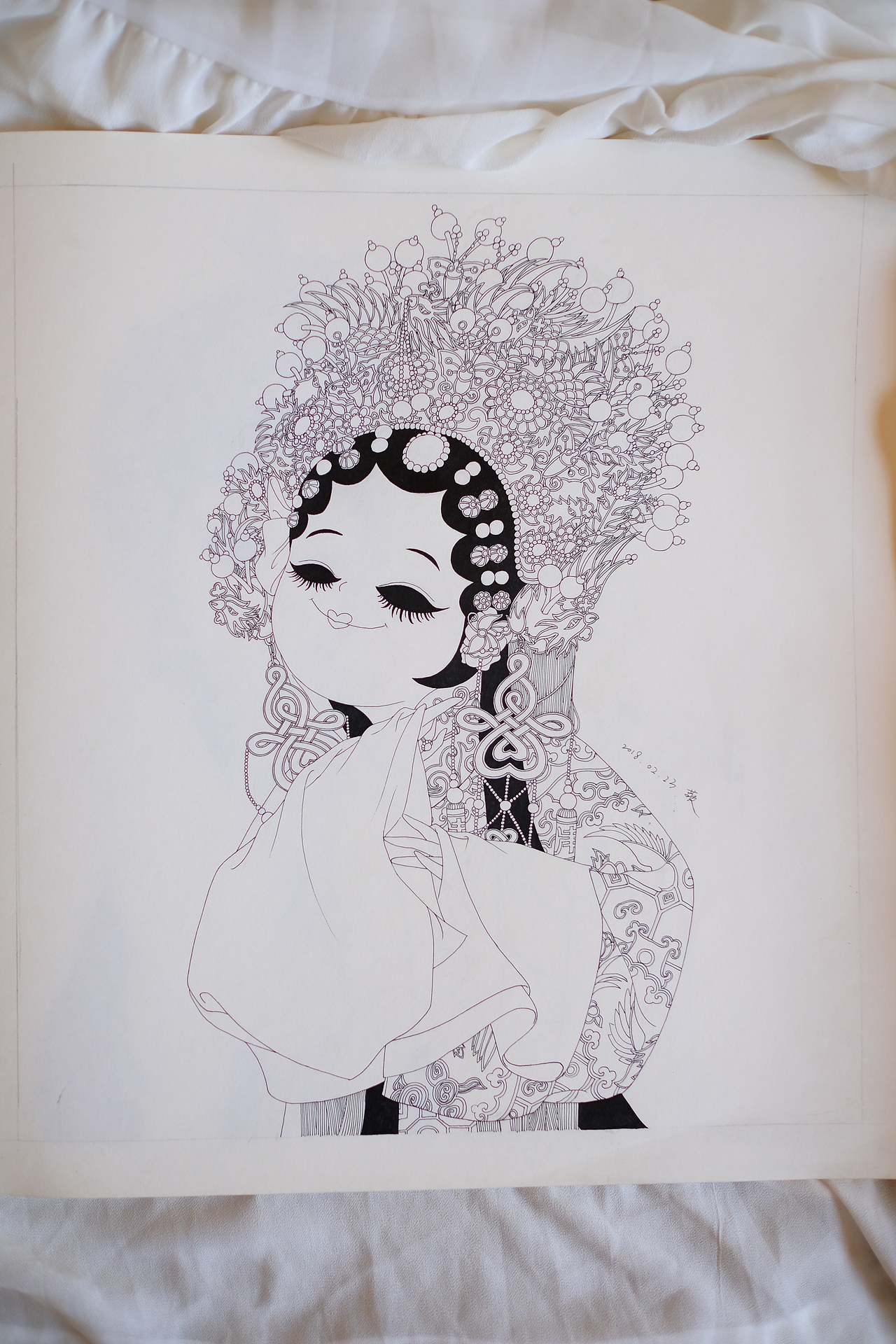 小花旦——线稿版