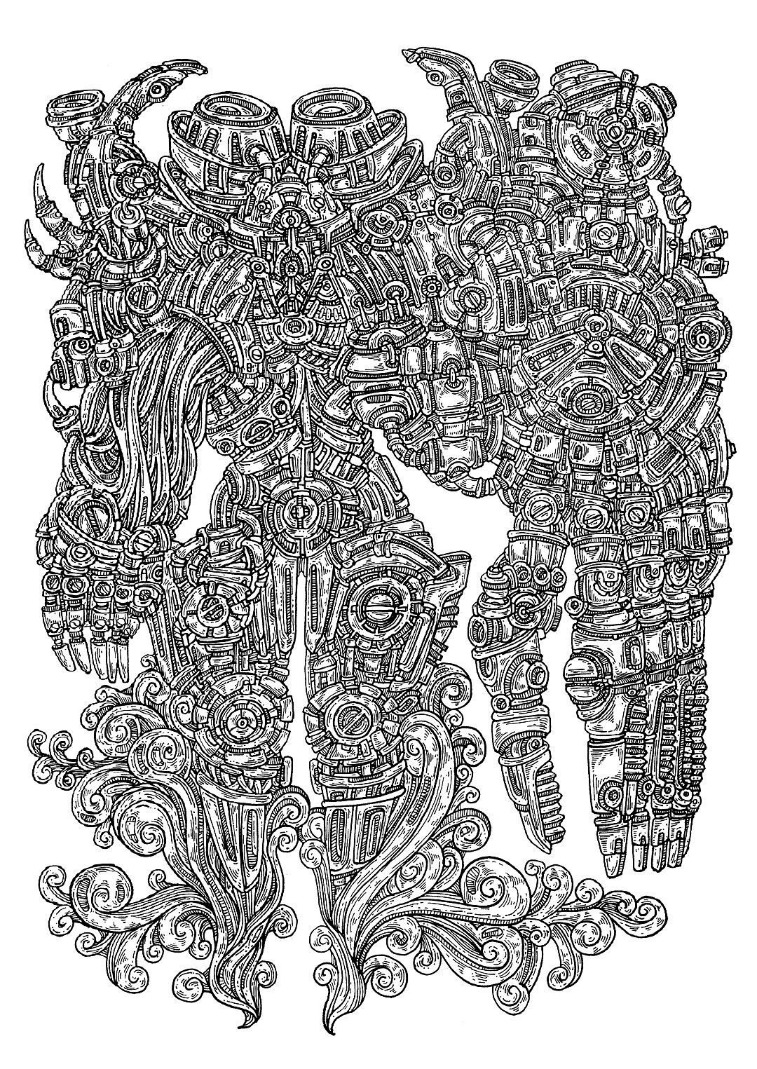 2018上半年黑白插画合集-蒸汽朋克风格插画