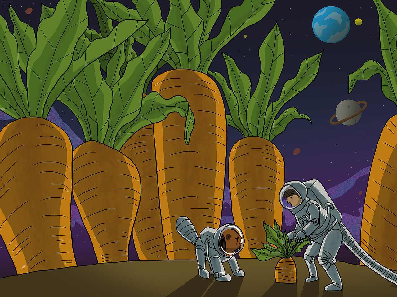 拔萝卜|插画|商业插画|stinna_原创作品-站酷zcool